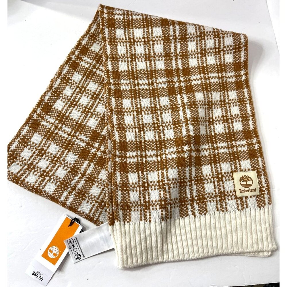 New Timberland Plaid Scarf Unisex Rectangle Knit